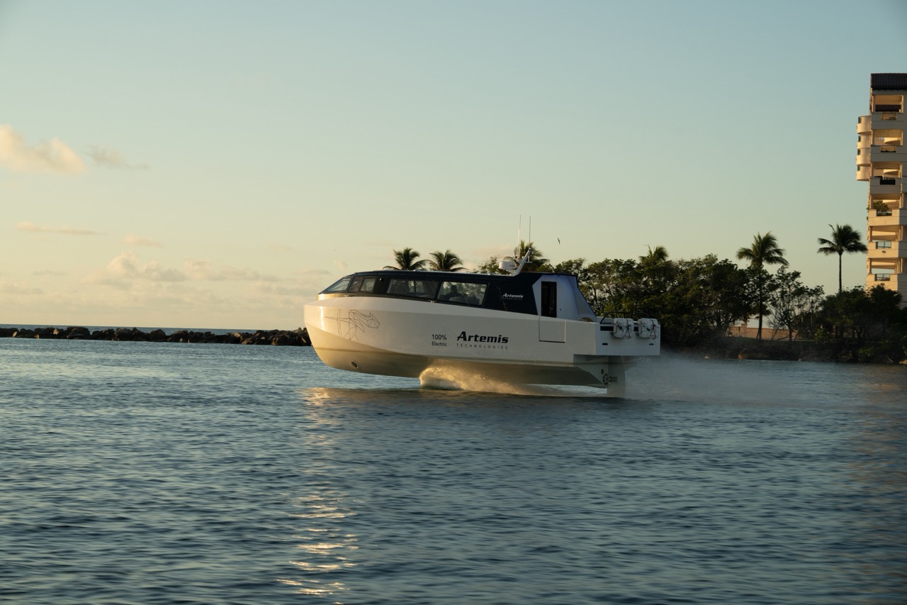 Artemis EF-12 Escape · foiling at sunset, Miami