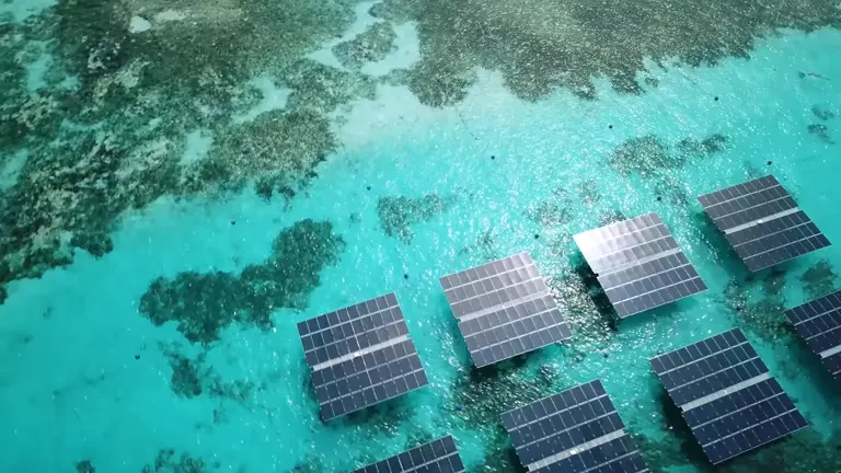 Rooftop solar array · resort island